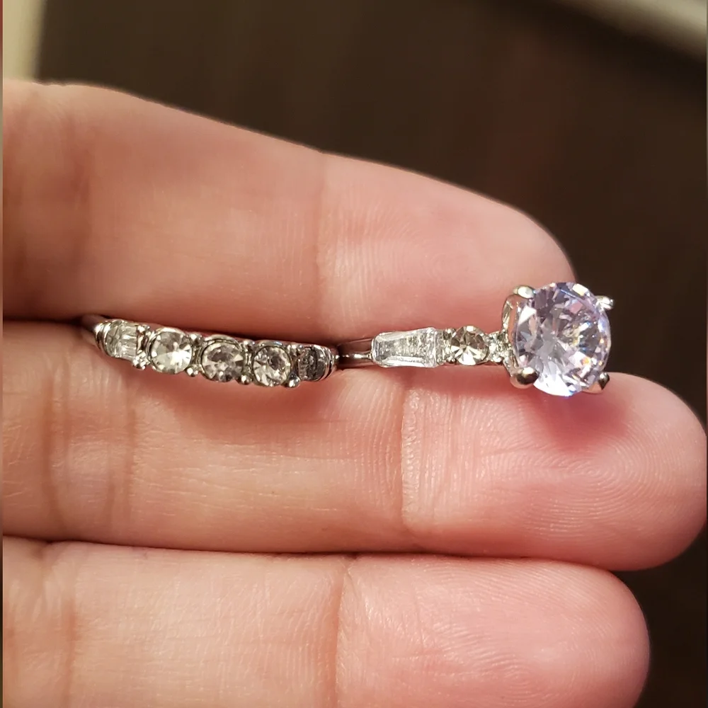 Cubic Zirconia Silver Wedding Ring